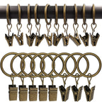 40 Pack Curtain Rings with Clips, Drapery Clips with Rings, Drapes Rings 1.26 in Interior Diameter, Fits up to 1 in Curtain Rod, Black
