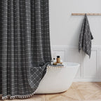 BTTN Sage Green Boho Farmhouse Linen Heavy Duty Shower Curtain Set, 72x72