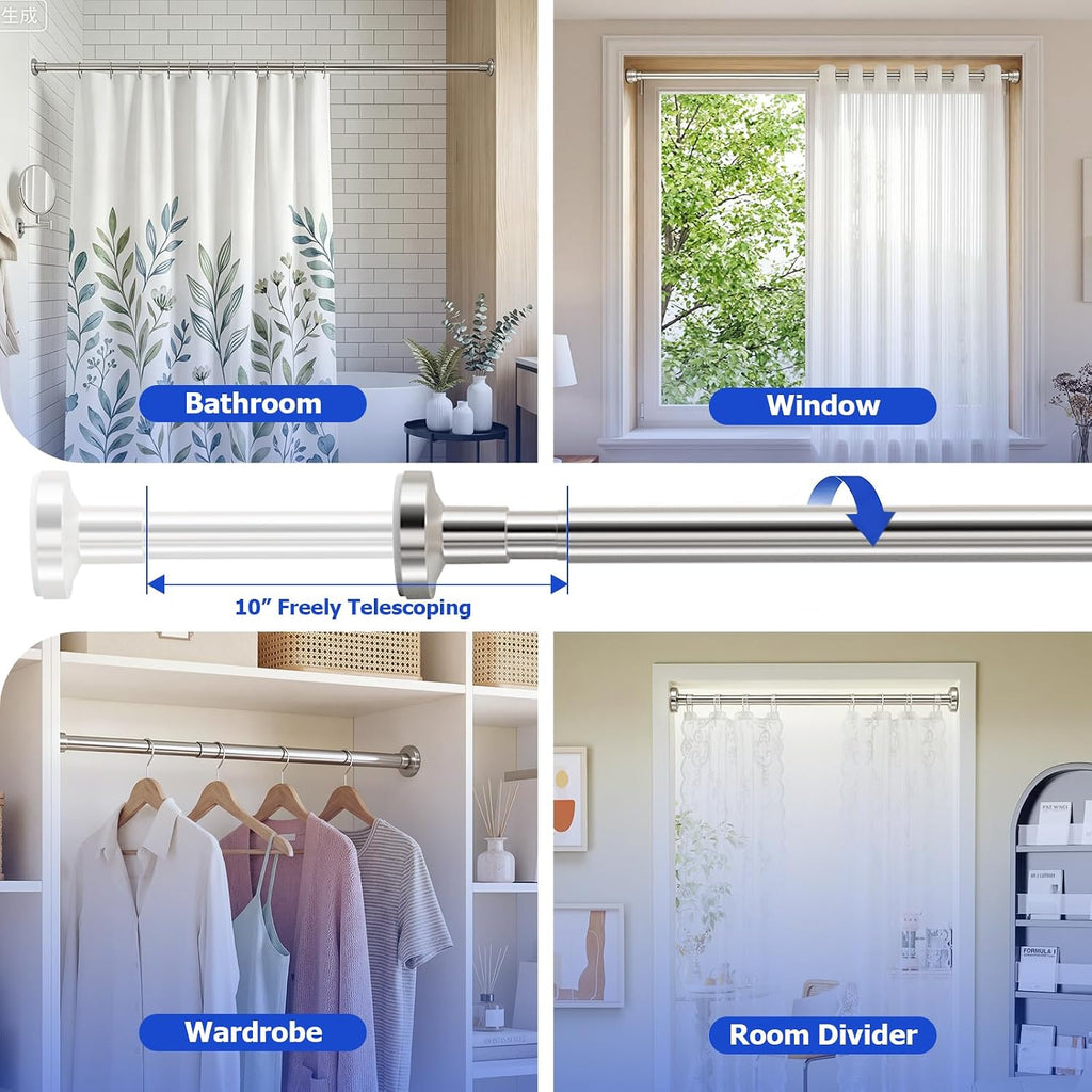 Shower Curtain Rod, No Drilling Adjustable 32-75 Inches Spring Tension Rods