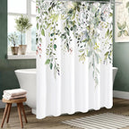 Gibelle Sage Green Eucalyptus Shower Curtain, Floral Print, 72x72