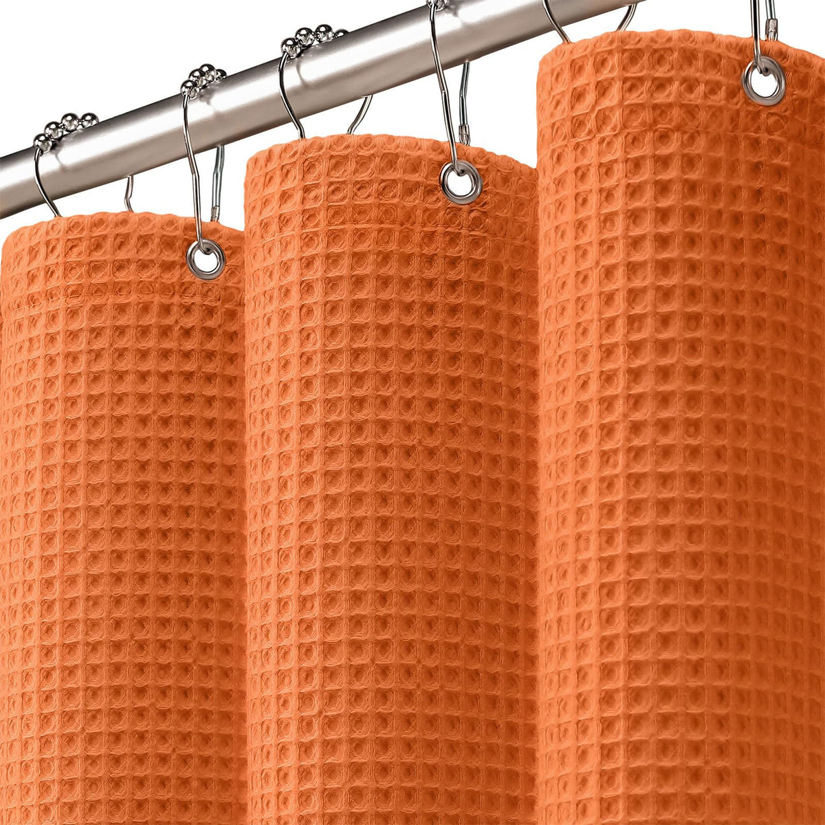 White Waffle Weave Shower Curtain 258GSM Heavyweight Cotton Fabric 72Wx72L