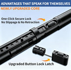Heavy Duty One-Click Tension Curtain Rod 40-67Inch, Easy to Install, No Drill Adjustable Curtain Rod, 1.26"Diameter Non-Slip Rod for Windows, Shower, Bathroom, Closet, Balcony & Outdoor Spaces, Black