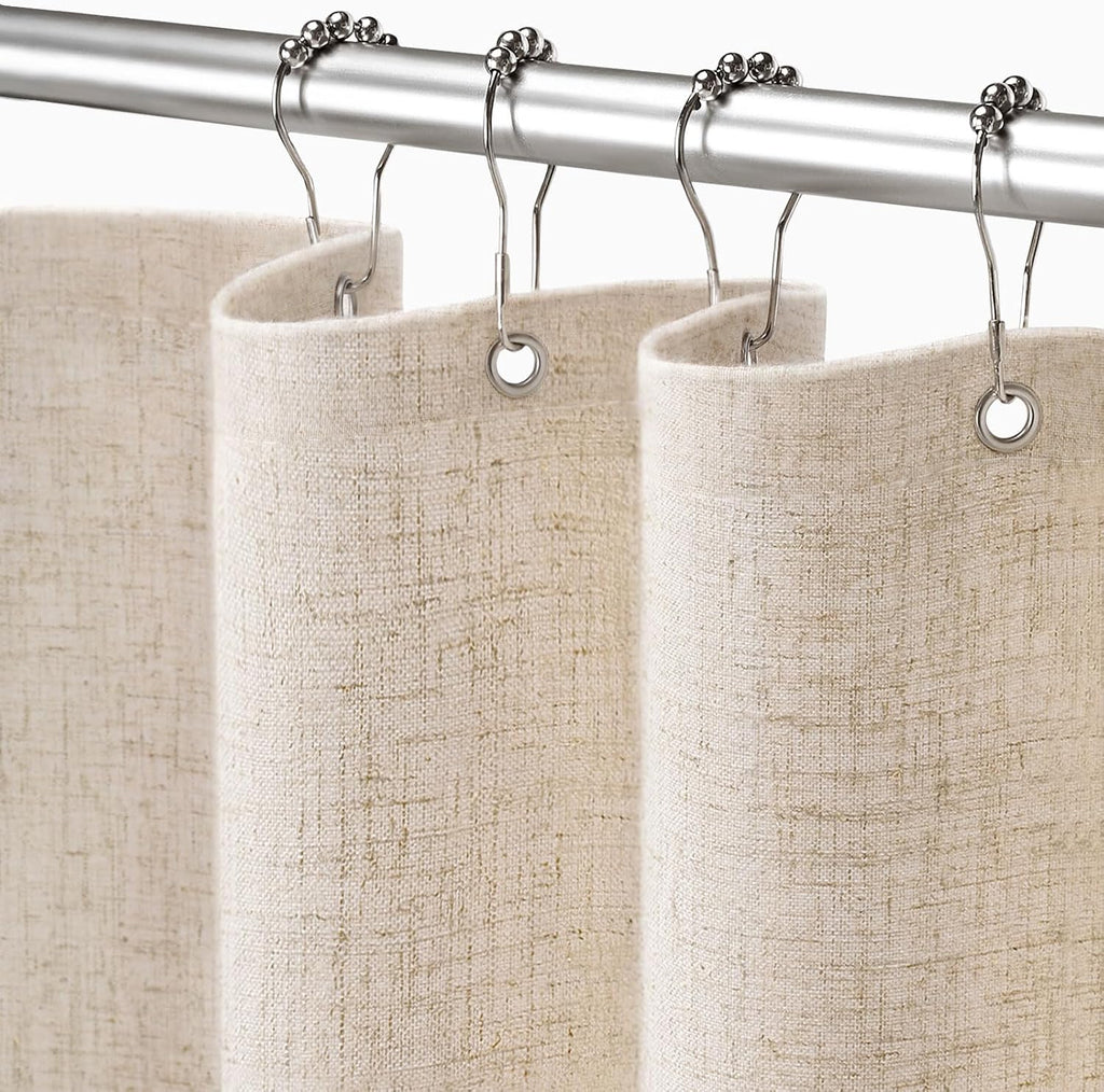 Linen Shower Curtain Beige Boho Cream Natural Cloth 72" W x 72" L