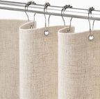 Linen Shower Curtain Beige Boho Cream Natural Cloth 72" W x 72" L