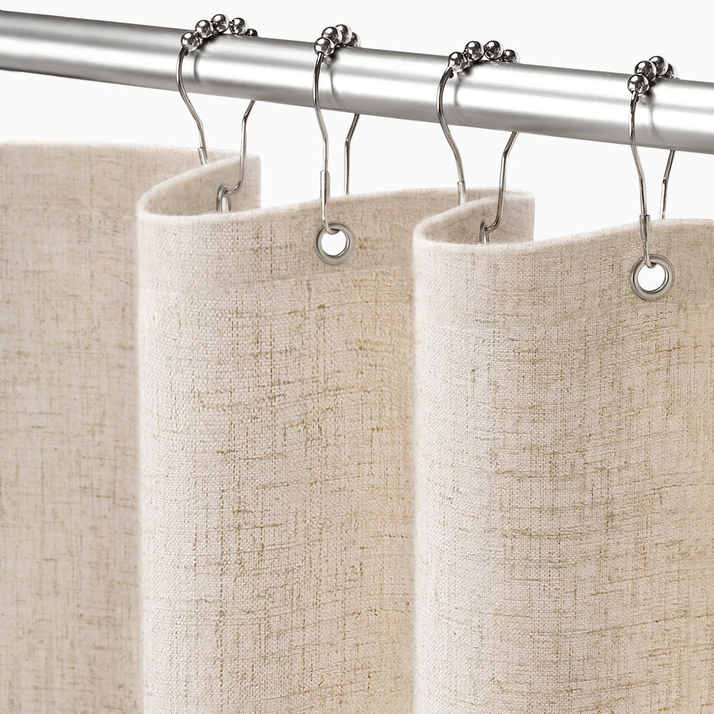 Linen Shower Curtain Beige Boho Cream Natural Cloth 72" W x 72" L