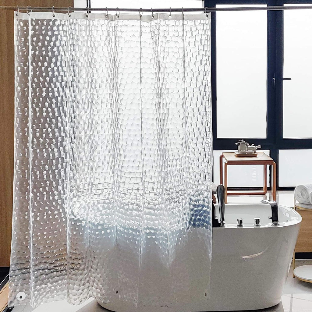 NTBAY EVA Shower Curtain Liner, 72 x 72, 6 Gauge, Clear Water Cube