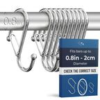 12 Metal Shower Curtain Hooks, Rust-Proof Decorative C-Shaped Curtain Hooks for Bathroom, Chrome Shower Curtain Rings, Fits Rods Up to 1 Inch (C, Silver)