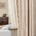 Natural Linen Boho Shower Curtain,72" W x 72" L