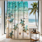 Nautical Green Sea Turtles Beach Theme Fabric Shower Curtain Sets Bathroom Blue Ocean Decor with Grommets and Hooks - 72 x 72 Inch Teal
