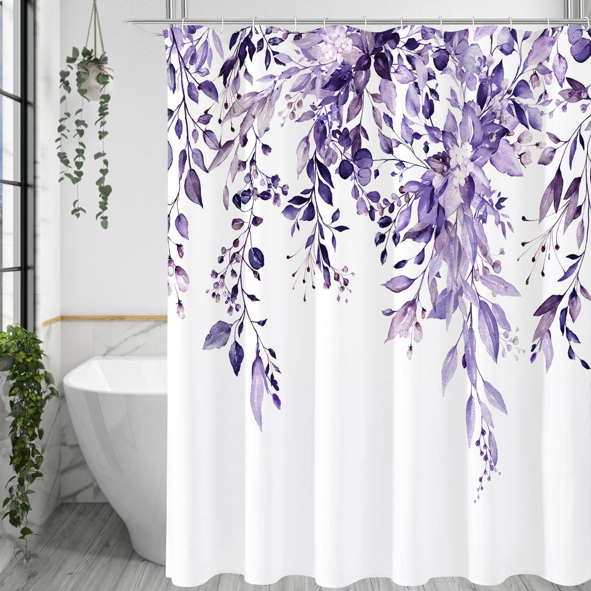 Gibelle Sage Green Eucalyptus Shower Curtain, Floral Print, 72x72
