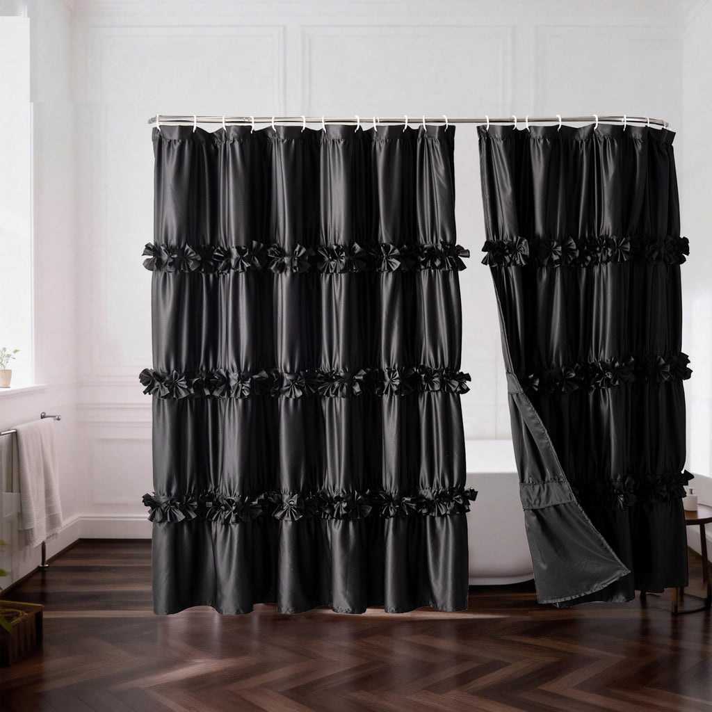 Homechoice Decor Camel Ruffle Shower Curtain 72" W x 72" H