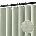 MIULEE 72 x 90 Extra Long Linen Shower Curtain Cream Beige 12 Metal Hooks