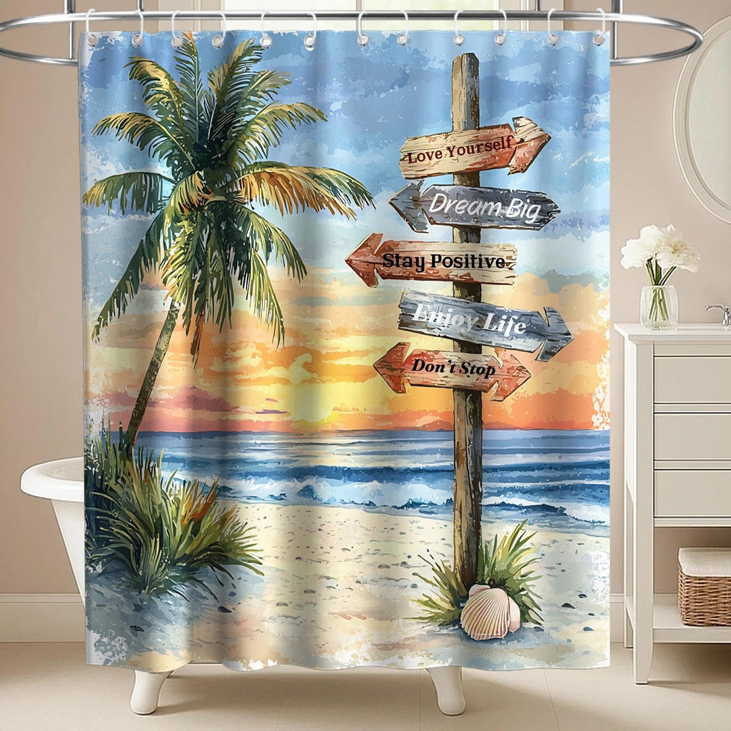 Nautical Green Sea Turtles Beach Theme Fabric Shower Curtain Sets Bathroom Blue Ocean Decor with Grommets and Hooks - 72 x 72 Inch Teal