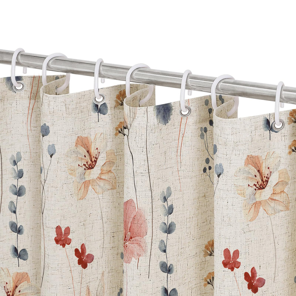 Gibelle Blue Yellow Watercolor Floral Fabric Shower Curtain, 72x72