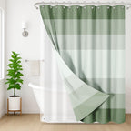 3 in 1 Shower Curtain and Liner,72 x 72 inch, Striped Grey