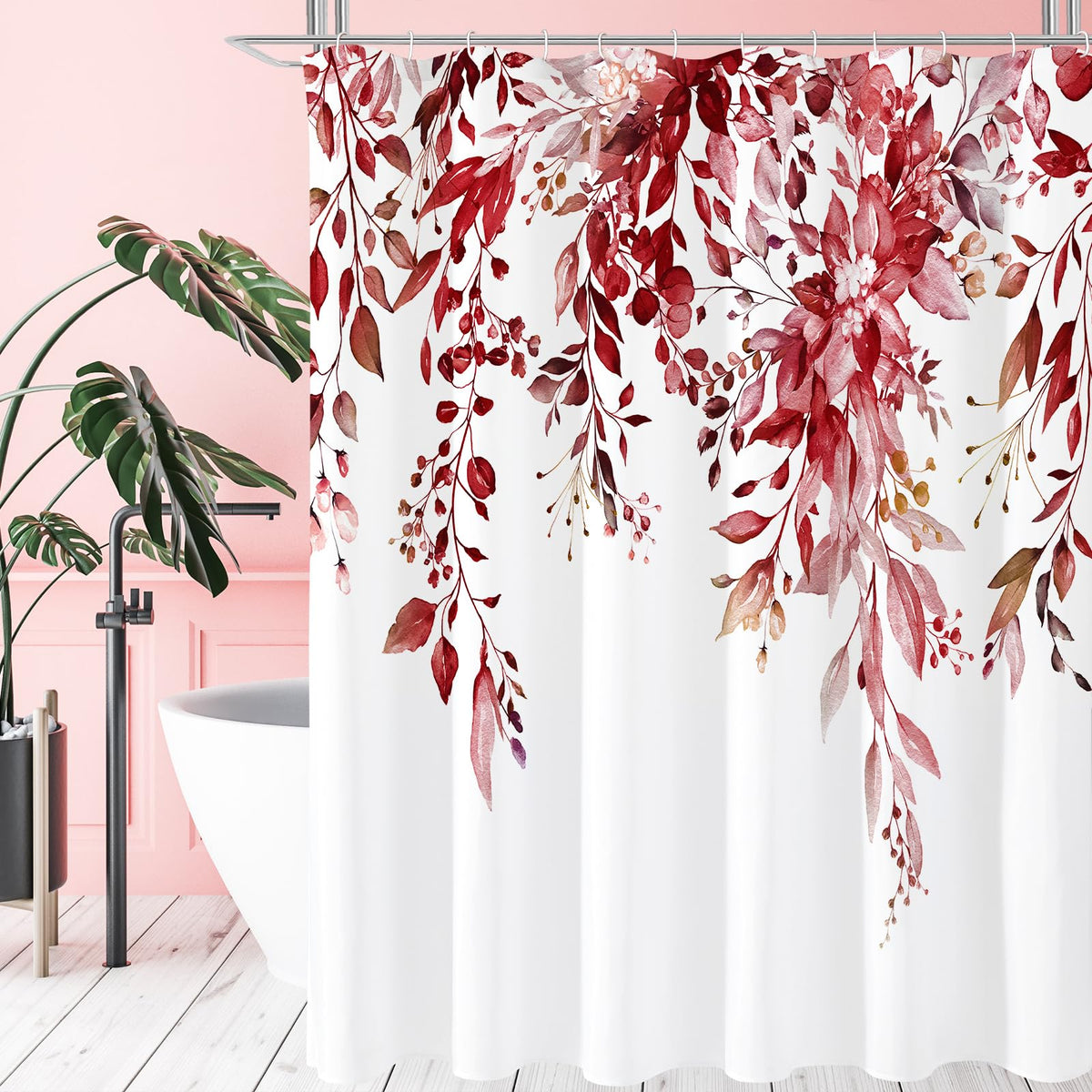 Gibelle Sage Green Eucalyptus Shower Curtain, Floral Print, 72x72