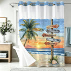 Nautical Green Sea Turtles Beach Theme Fabric Shower Curtain Sets Bathroom Blue Ocean Decor with Grommets and Hooks - 72 x 72 Inch Teal