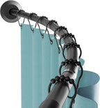 Zenna Home Matte Black, Curved Shower Curtain Rod, Tension or Permanent Mount, Easy Install, Rounded for Extra Room, 50 to 72 Inches