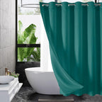 No Hook Weave Fabric Shower Curtain with Snap-in Liner White,72x74