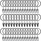 40 Pack Curtain Rings with Clips, Drapery Clips with Rings, Drapes Rings 1.26 in Interior Diameter, Fits up to 1 in Curtain Rod, Black