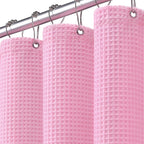 White Waffle Weave Shower Curtain 258GSM Heavyweight Cotton Fabric 72Wx72L