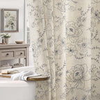 Farmhouse Floral Vintage Shower Curtain for Bathroom, Black and Tan Taupe