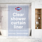Clorox Shower Curtain Liner & Hooks, Premium Lightweight Flexible Waterproof 4g PEVA for Bathroom with Weighted Magnets, Standard Size 70" x 72", Frosty 1 Pack