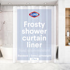 Clorox Shower Curtain Liner & Hooks, Premium Lightweight Flexible Waterproof 4g PEVA for Bathroom with Weighted Magnets, Standard Size 70" x 72", Frosty 1 Pack