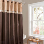Lush Decor Terra Shower Curtain Single 72" W x 72" L Beige & Brown - Fabric Shower Curtains for Bathroom - Neutral Bathroom Curtain - Modern Glam Décor