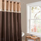 Lush Decor Terra Shower Curtain Single 72" W x 72" L Beige & Brown - Fabric Shower Curtains for Bathroom - Neutral Bathroom Curtain - Modern Glam Décor