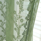 WAZZIO Dark Sage Green Lace Shower Curtain,Boho Chic Style,72 x 72 in