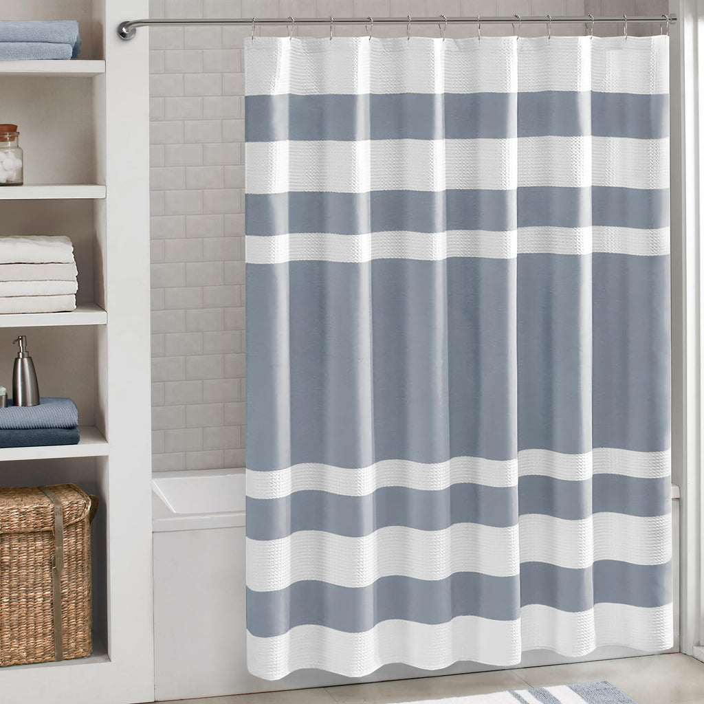 Madison Park Spa Waffle Shower Curtain for Bathroom, 72 x 72, Grey