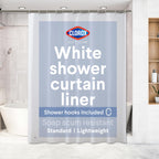Clorox Shower Curtain Liner & Hooks, Premium Lightweight Flexible Waterproof 4g PEVA for Bathroom with Weighted Magnets, Standard Size 70" x 72", Frosty 1 Pack