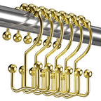Titanker Shower Curtain Hooks Rings, Rust Resistant Metal Double Glide Shower Hooks for Bathroom Shower Rods Curtains, Set of 12 Hooks - White