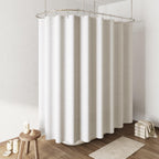 Naturoom Linen Shower Curtain 72 Inch Long for Bathroom Beige 1 Panel