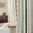 Natural Linen Boho Shower Curtain,72" W x 72" L