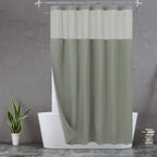N&Y HOME Stall Waffle Weave Shower Curtain with Snap-in Liner White 36x72