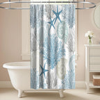 Nautical Green Sea Turtles Beach Theme Fabric Shower Curtain Sets Bathroom Blue Ocean Decor with Grommets and Hooks - 72 x 72 Inch Teal