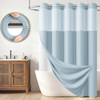 BTTN Cream Ringless Linen Textured Shower Curtain with Snap in Liner, 72x75