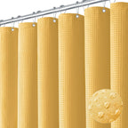 Dynamene Waffle Shower Curtain 256 GSM Heavy Duty Fabric 72"x72" Black