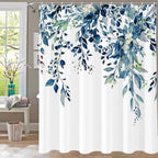 Shower Curtain Blue Eucalyptus Shower Curtains for Bathroom, Watercolor Leaf Shower Curtain Sets Waterproof Plant Shower Curtain Leaves Fabric Cloth Bathroom Curtains 72x72 inch with Hooks