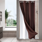No Hook Weave Fabric Shower Curtain with Snap-in Liner White,72x74