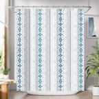 AmazerBath Shower Curtain, Washable Cloth Black Shower Curtain Sets with 12 Shower Curtain Hooks, Fabric Rustic Black and White Striped Curtain, Farmhouse Bathroom Curtains, 72x72 Inches