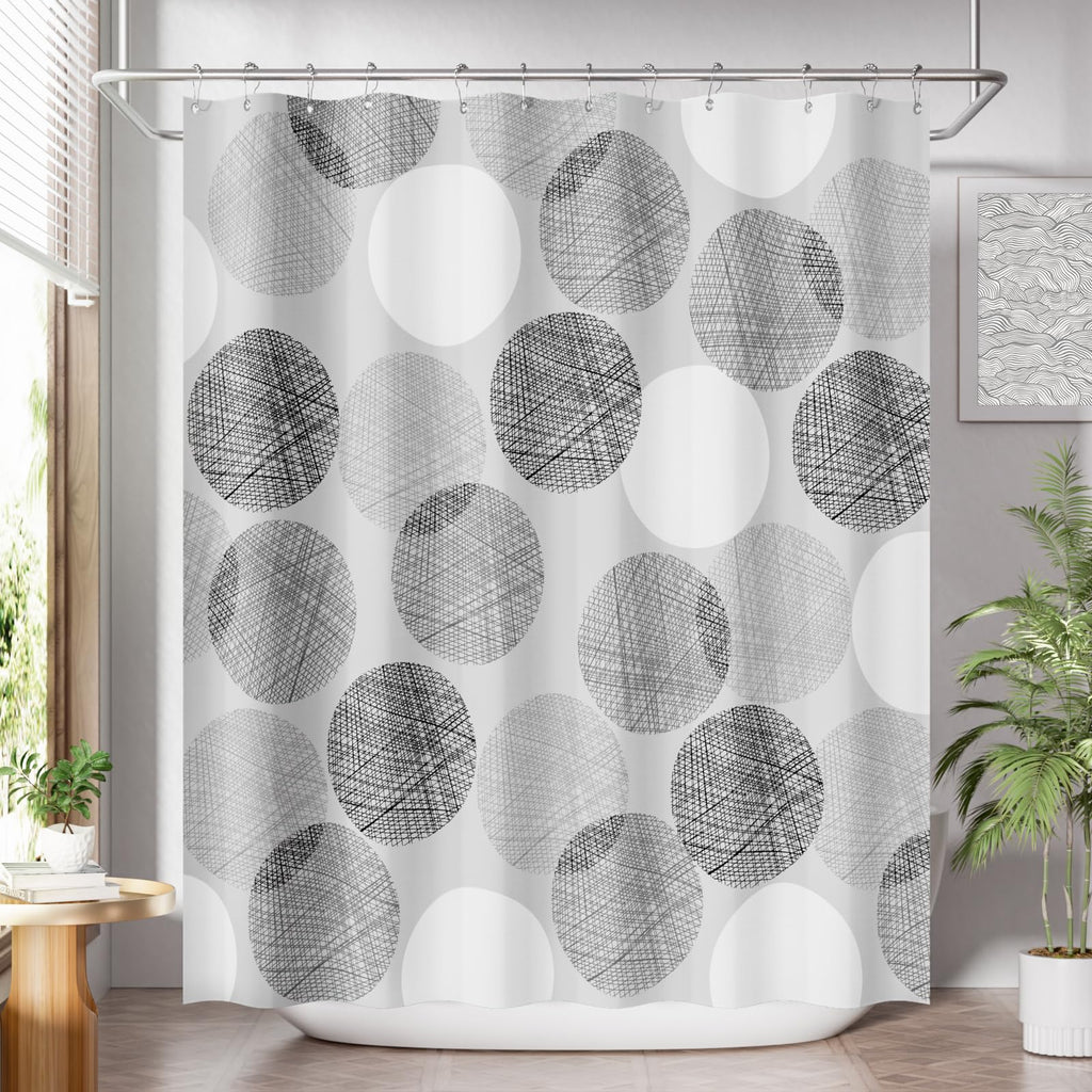 AmazerBath Shower Curtain, Cloth Ombre Black Shower Curtain Set with 12 Hooks, Washable Fabric Black and White Shower Curtain, Rustic Farmhouse Bathroom Shower Curtain, 72x72 Inches