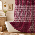 Ivory Lace Shower Curtain 72x72, Vintage Shabby Chic with Attached Valance