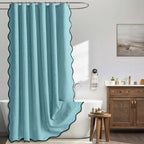 MIULEE 72"x84" Extra Long Scalloped Linen Shower Curtain Cream Beige