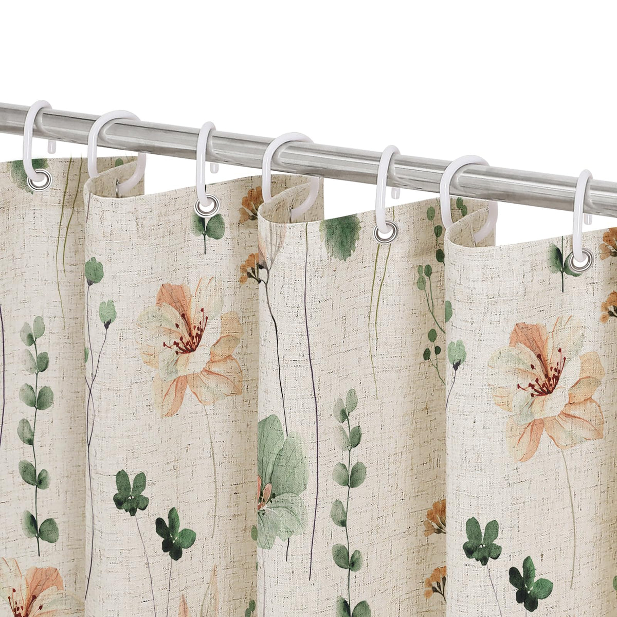 Gibelle Blue Yellow Watercolor Floral Fabric Shower Curtain, 72x72