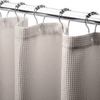 AmazerBath Short Shower Curtain 72x65 Inches, White Shower Curtain Waffle Textured, Heavy Duty 240GSM, Fabric Shower Curtain, Hotel Quality Bathroom Shower Curtains, Thick and Heavy