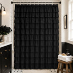 White Ruffle Shower Curtain for Bathroom,72 x 72 Inches, Farmhouse Style