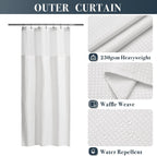 N&Y HOME Stall Waffle Weave Shower Curtain with Snap-in Liner White 36x72